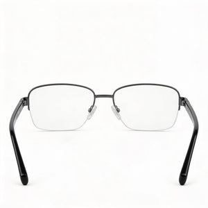Pierre Cardin Rectangle Eyeglasses Men — side view, Silver Metal temples
