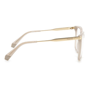 Polaroid Square Eyeglasses Women — side view, Beige Eco Polyamide temples