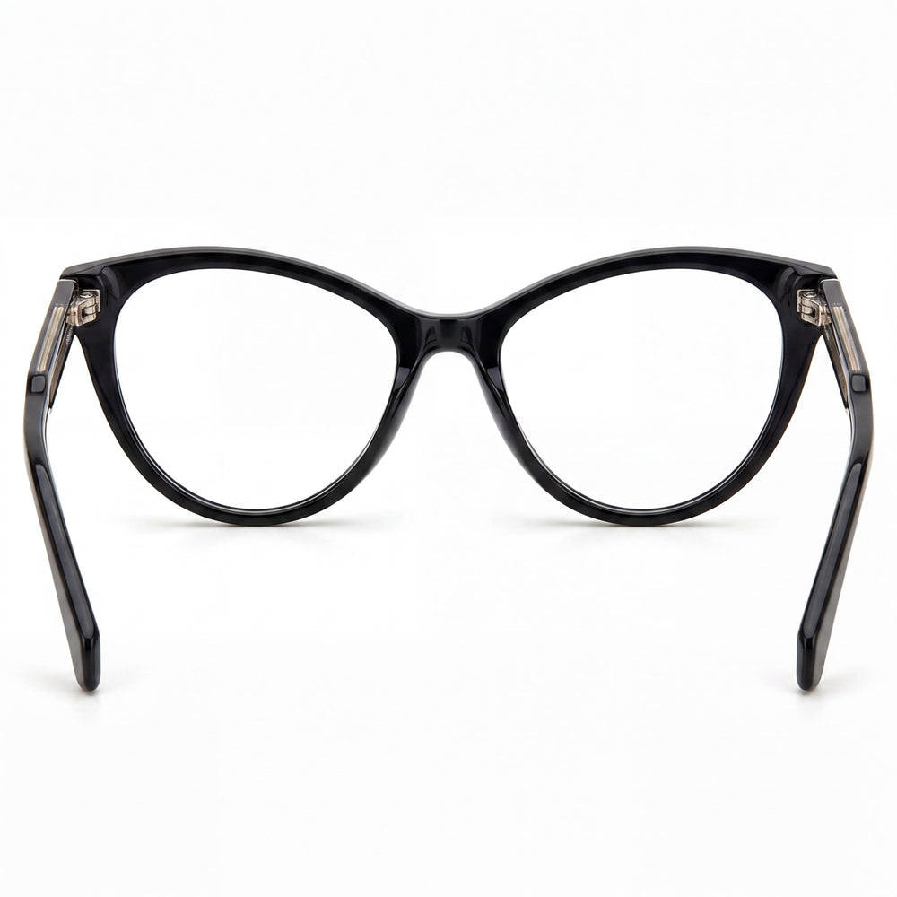 Polaroid Rectangle Eyeglasses Men — side view, Black temples