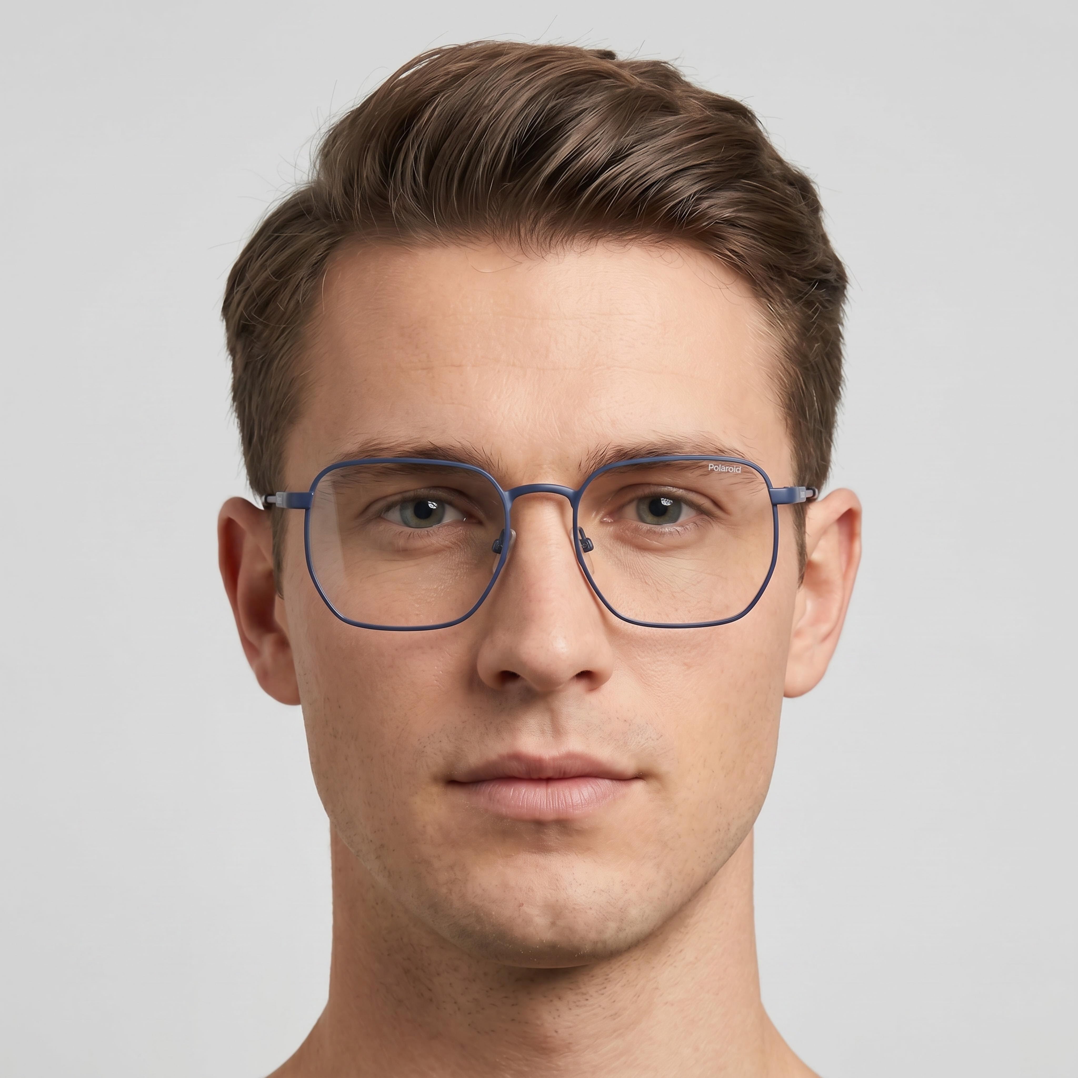 Gafas Polaroid Casual de acetato azul mate para hombre, ancho de lente: 54 mm, ancho de puente: 19 mm, longitud de patilla: 140 mm, Photo 4