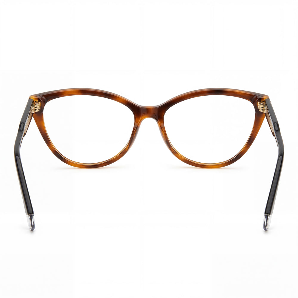 Polaroid Cat Eye Eyeglasses Men — side view, Brown Resin temples