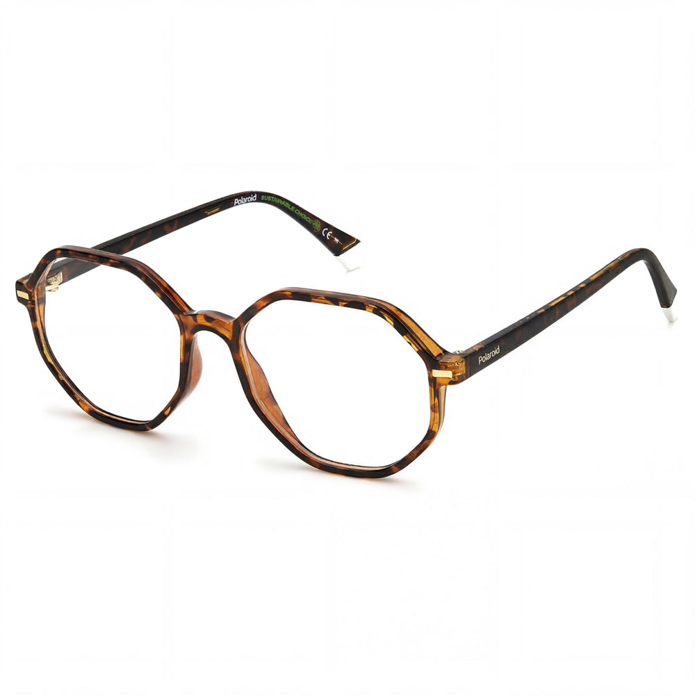 Polaroid Brown Oval Eyeglasses Unisex, Injected frame