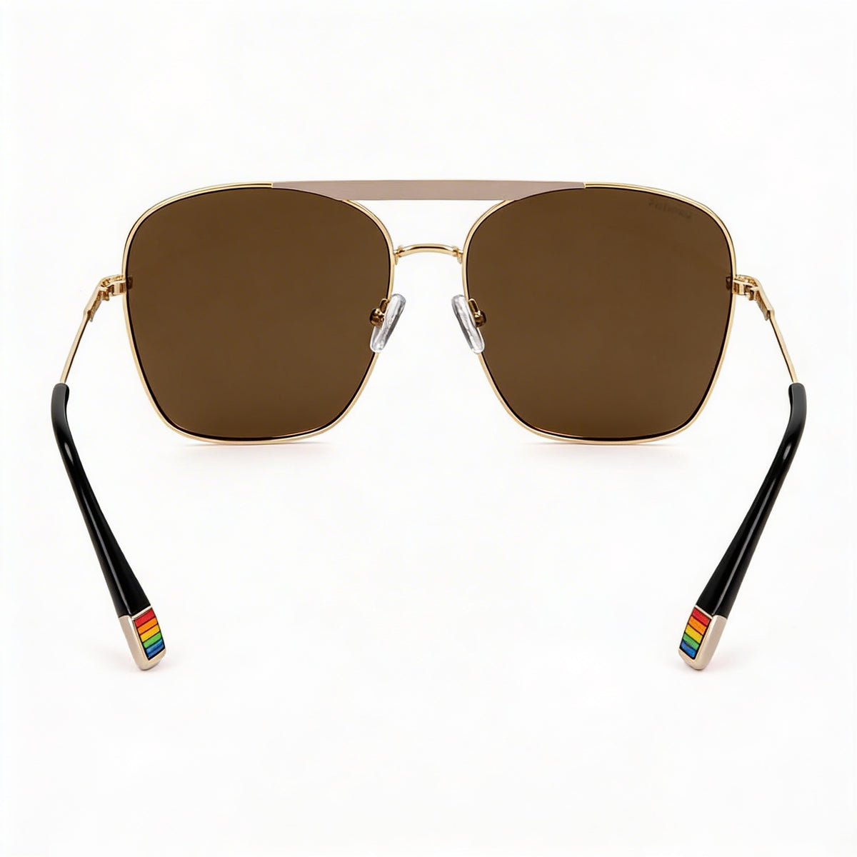 Gafas de sol cuadradas Polaroid Casual Matte Ivory Gold para mujer, 59 mm, Photo 3