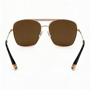 Polaroid Casual Square Sunglasses Women — side view, Non-Polarized Gold lens