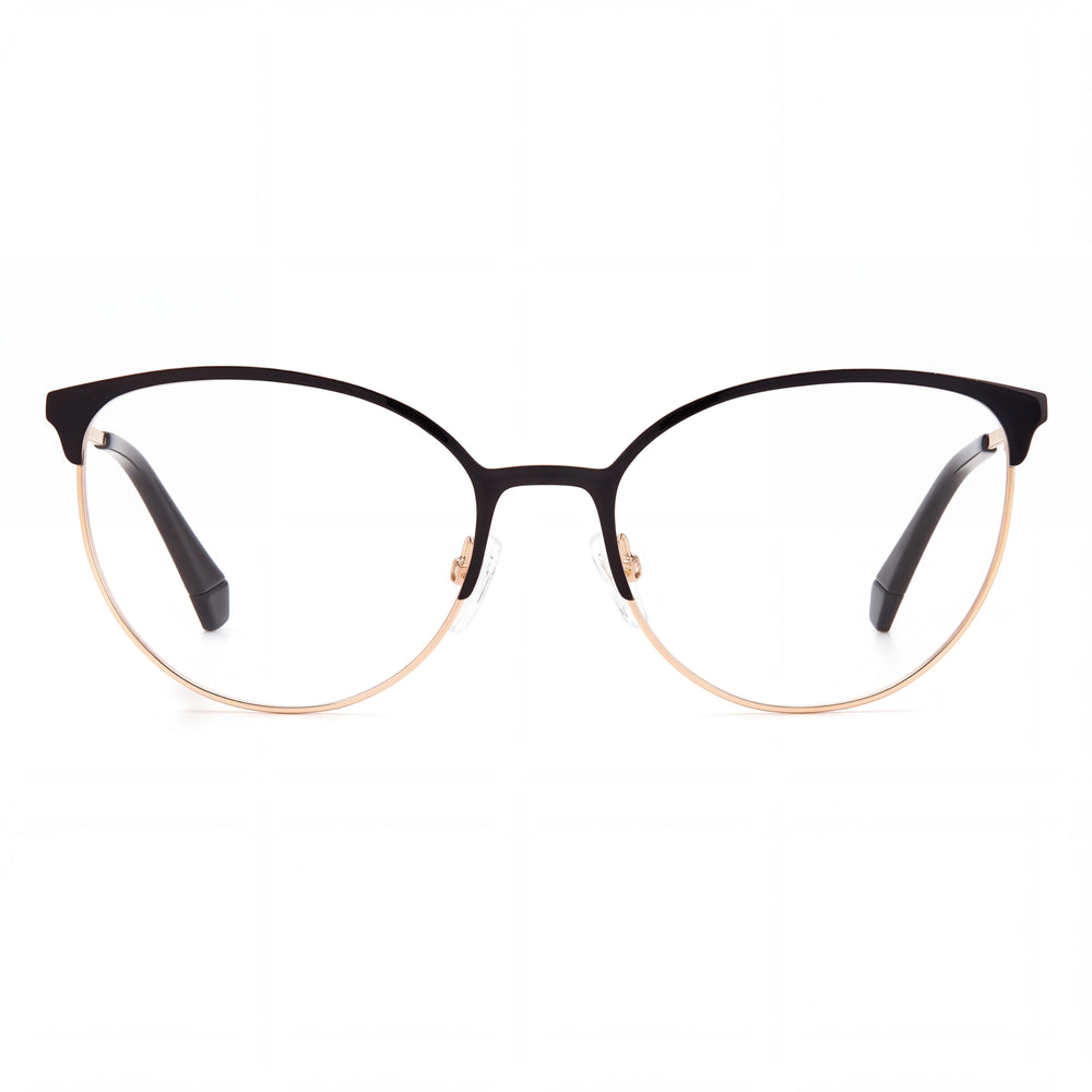 Polaroid D443 Oval Eyeglasses for Women — front view, Alloy Steel