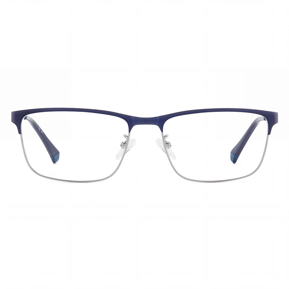 Polaroid D495/G Rectangle Eyeglasses for Men — front view, Stainless Steel