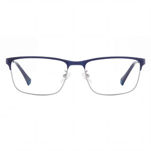 Polaroid D495/G Rectangle Eyeglasses for Men — front view, Stainless Steel