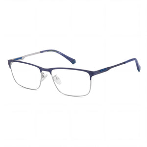 Polaroid D495/G Blue Rectangle Eyeglasses for Men, Stainless Steel frame