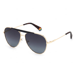 Polaroid Gold Aviator Sunglasses Unisex, Grey Shaded lens