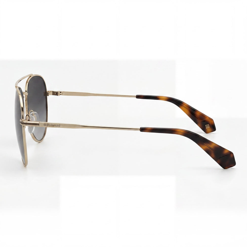Polaroid Aviator Sunglasses Women — side view, Gold lens