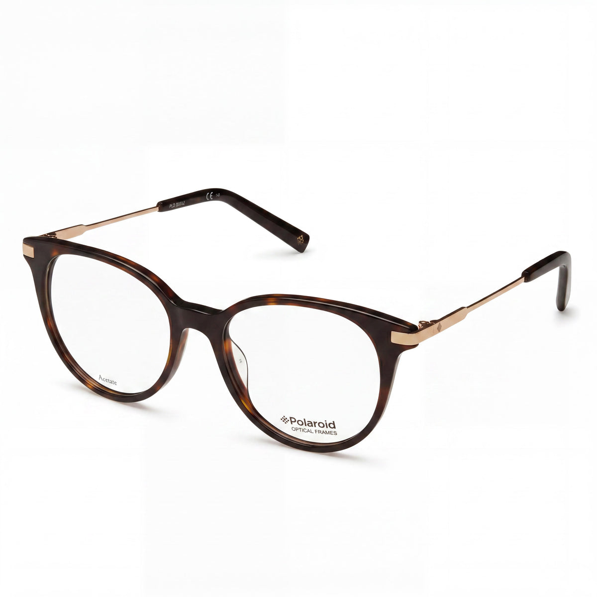 Gafas graduadas Polaroid Oval Havana oscuro - Oro claro para mujer, 49 mm, Photo 1