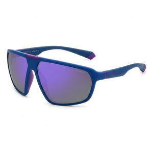 Polaroid Modern Matte Black Violet Shield Sunglasses for Men, Violet Mirror lens