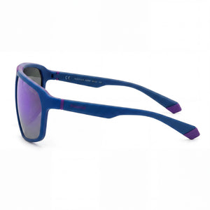 Polaroid Modern Shield Sunglasses Men — side view, Non-Polarized Violet Mirror lens