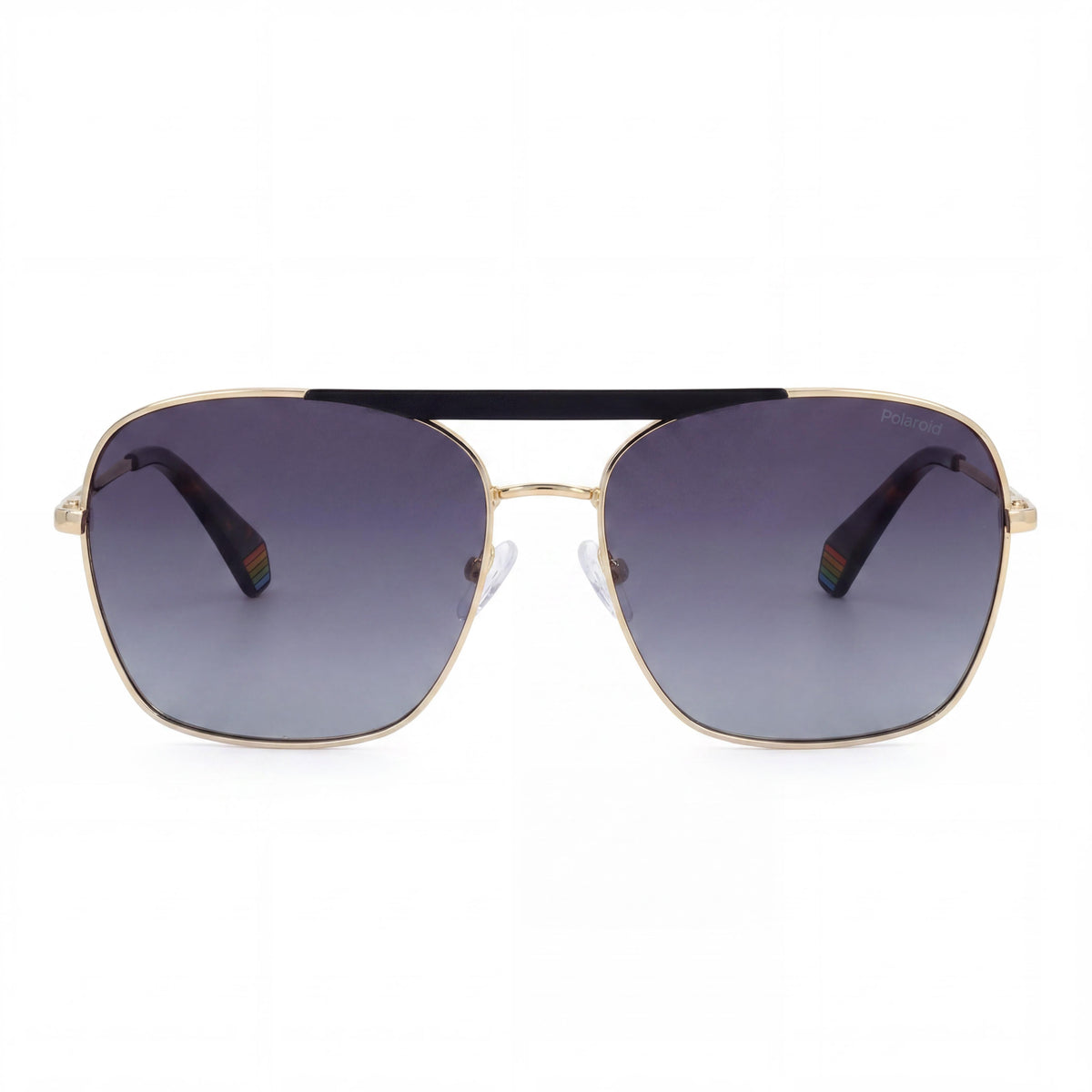 Gafas de sol de aviador Polaroid Modern en negro mate y dorado para mujer, 59 mm, Photo 2