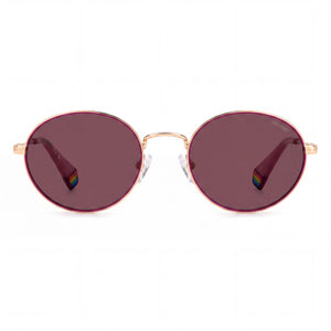 Polaroid Oval Sunglasses for Women — front view, Stainless Steel frame