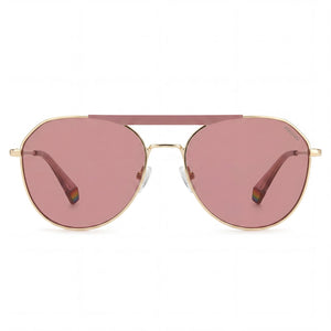 Polaroid Rectangle Sunglasses Unisex — front view, Stainless Steel frame