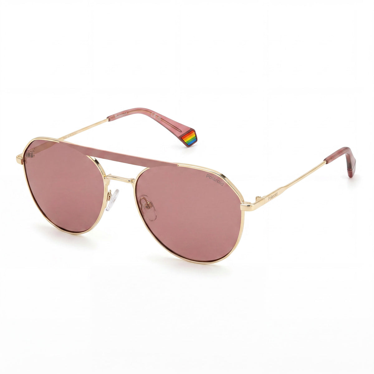 Polaroid Gold Black Rectangle Polarized Sunglasses Unisex, 57mm, Photo 1