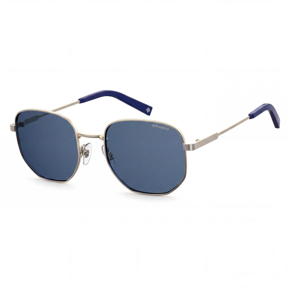 Polaroid PLD 2081/S/X Light Gold Oval Sunglasses for Men, Blue Polarized lens