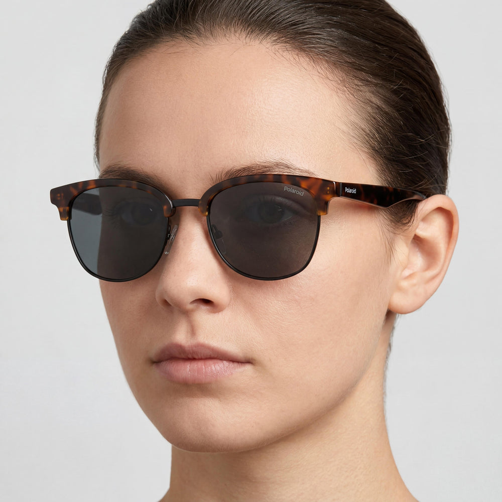 Polaroid PLD 2114/S/X Rectangle Sunglasses Unisex — side view, Non-Polarized Havana Black lens
