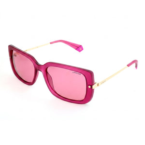 Polaroid Pld 4075/S Pink Rectangle Sunglasses for Women, Gray lens