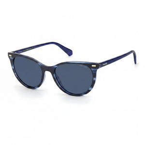 Polaroid Pld 4107/S Blue Cat Eye Sunglasses for Women, ECO POLYAMIDE lens