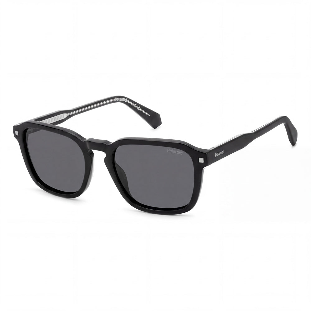 Polaroid PLD 4156/S/X Black Square Sunglasses for Women, Grey Polarized lens