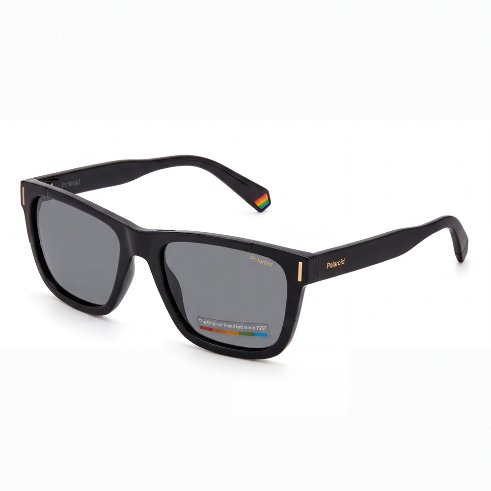 Polaroid PLD 6186/S Black Rectangle Sunglasses Unisex, Grey lens