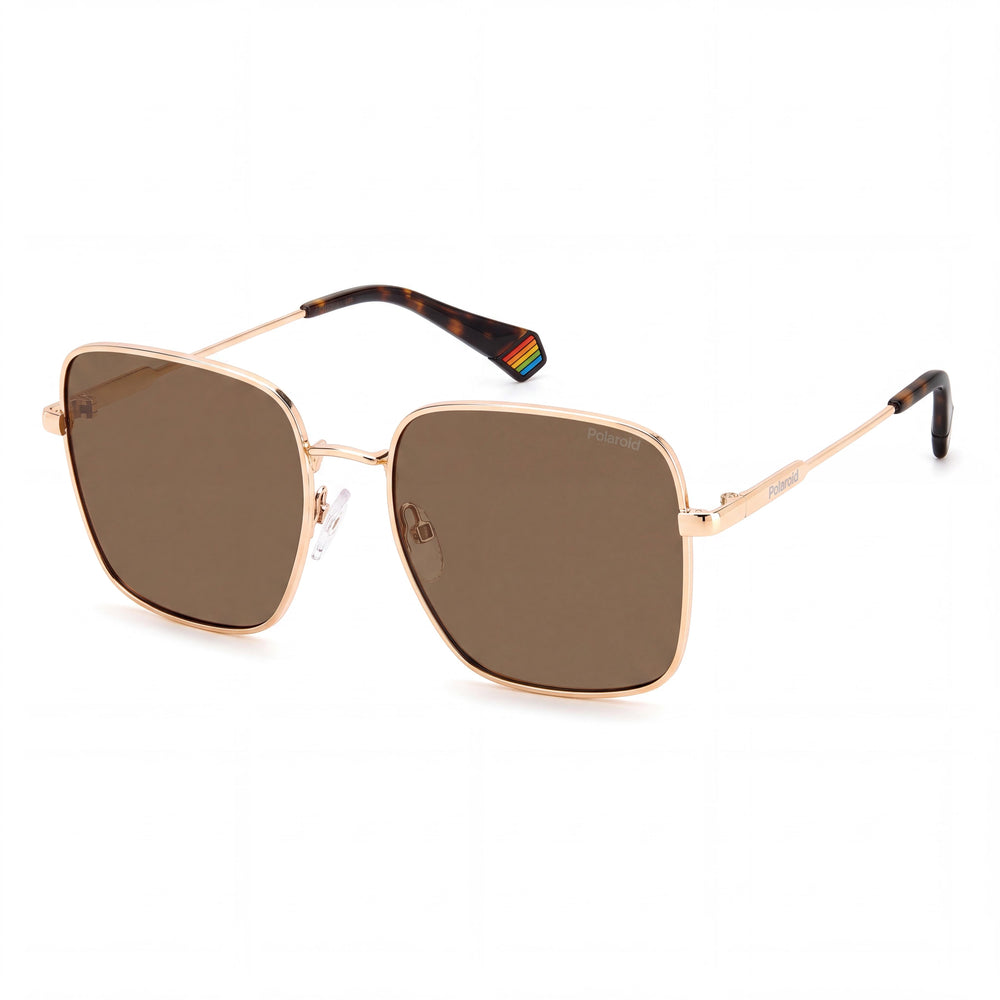 Polaroid PLD 6194/S/X Gold Copper Square Sunglasses for Women, Bronze Polarized lens