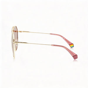 Polaroid PLD 6211/S/X Round Sunglasses Unisex — side view, Polarized Gold lens