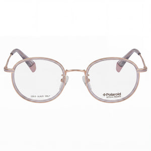 Polaroid PLD D366/F Round Eyeglasses Unisex — front view, Stainless Steel