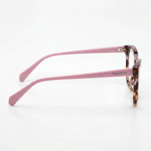 Polaroid PLD D371 Oval Eyeglasses Women — side view, Havana Acetate temples