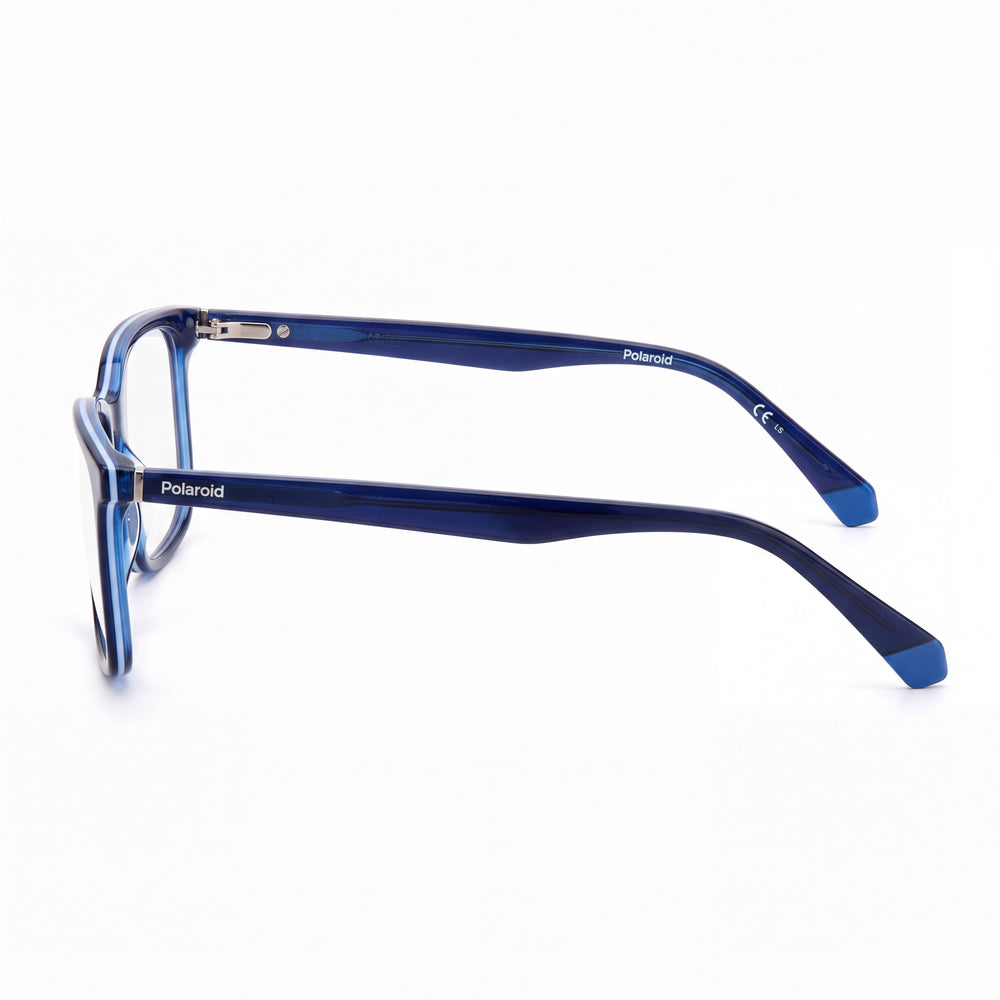 Polaroid Pld D394 Rectangle Eyeglasses Men — side view, Blue Plastic temples