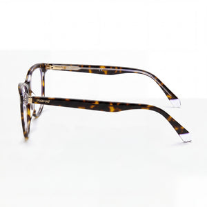 Polaroid Pld D395 Rectangle Eyeglasses Men — side view, Havana Plastic temples