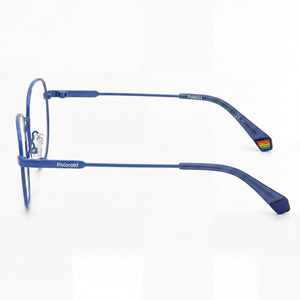 Polaroid Pld D450 Square Eyeglasses Women — side view, Blue Metal temples