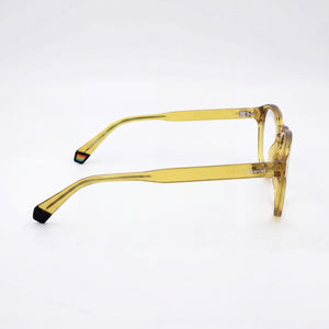 Polaroid PLD D452 Round Eyeglasses Unisex — side view, Yellow Injected temples