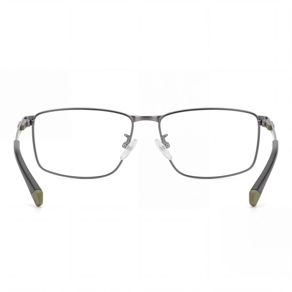 Polaroid Pld D534/G Rectangle Eyeglasses for Men — front view, Eco Stainless Steel