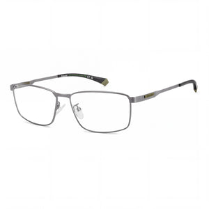 Polaroid Pld D534/G Silver Rectangle Eyeglasses for Men, Eco Stainless Steel frame