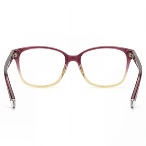 Polaroid Rectangle Eyeglasses Women — side view, Red Injected temples