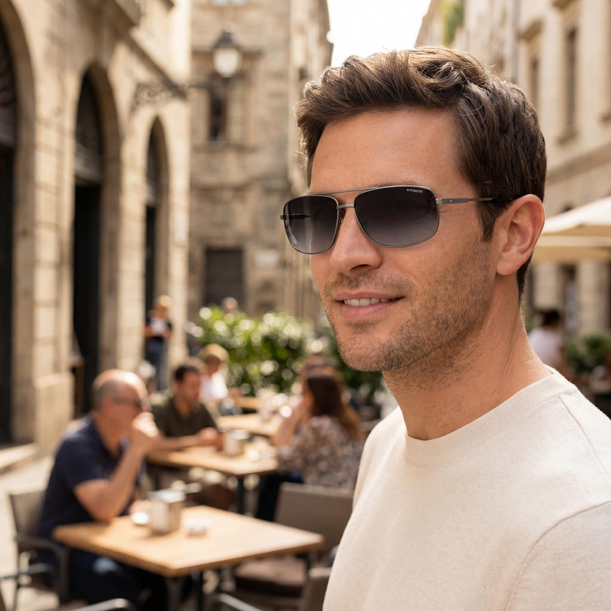 Polaroid Semi Matte Ruthenium Rectangle Sunglasses for Men, 63mm, Photo 5