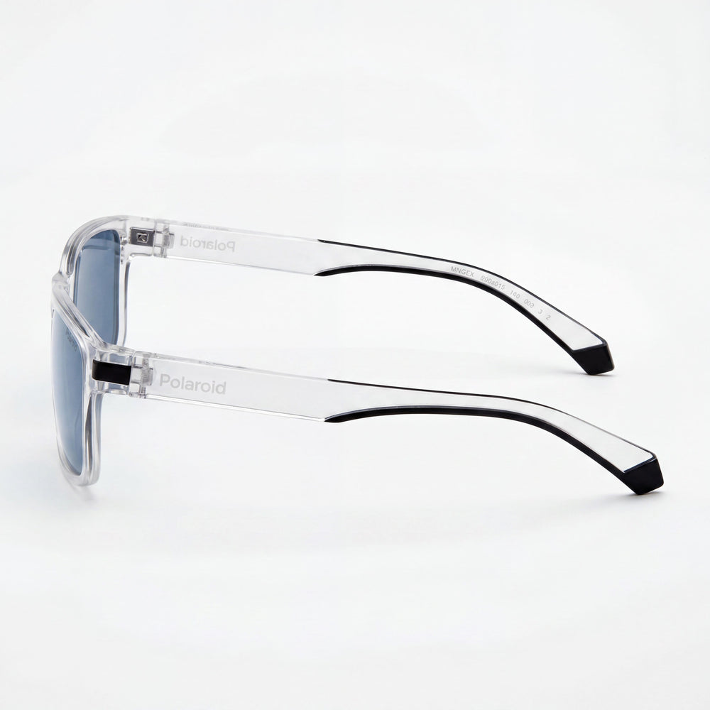 Polaroid Rectangle Sunglasses Unisex — side view, Crystal Black lens