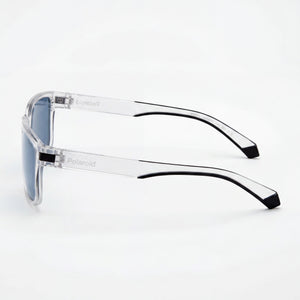 Polaroid Rectangle Sunglasses Unisex — side view, Crystal Black lens