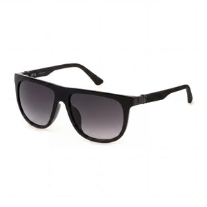 Police Casual Black Rectangle Sunglasses for Men, Smoke Smoke lens