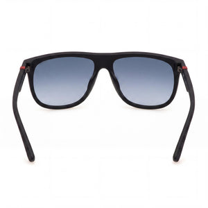 Police Casual Rectangle Sunglasses Men — side view, Non-Polarized Blue Gradient lens