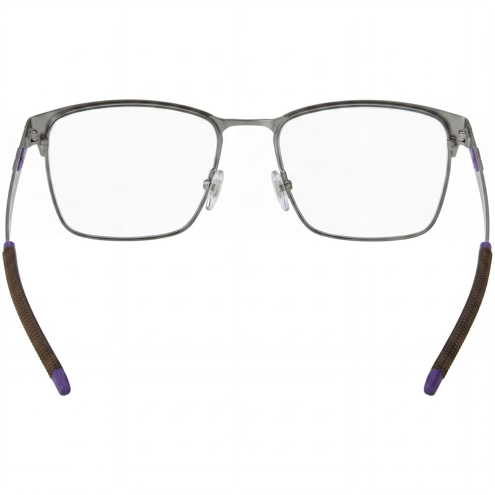 Police Classic Rectangle Eyeglasses Men — side view, Black Metal temples
