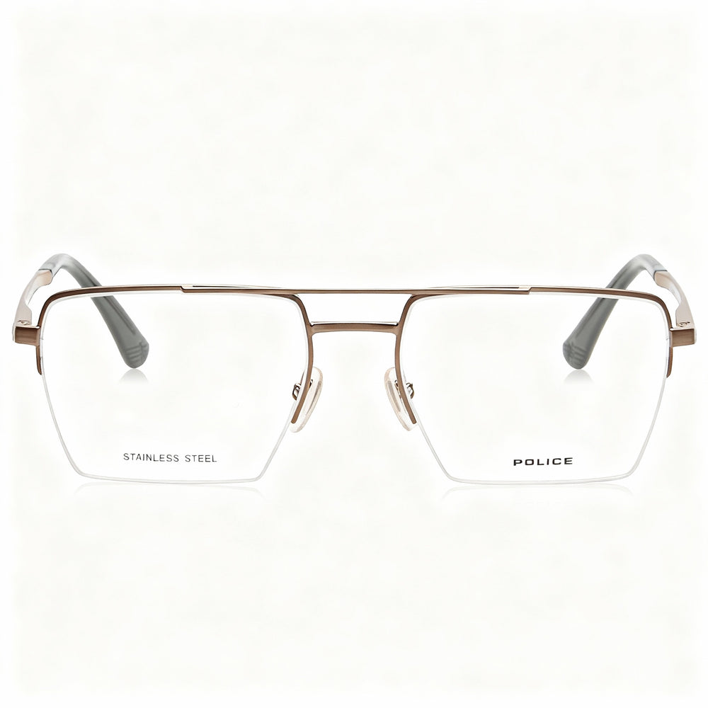 Police Rectangle Eyeglasses for Men — front view, Metal