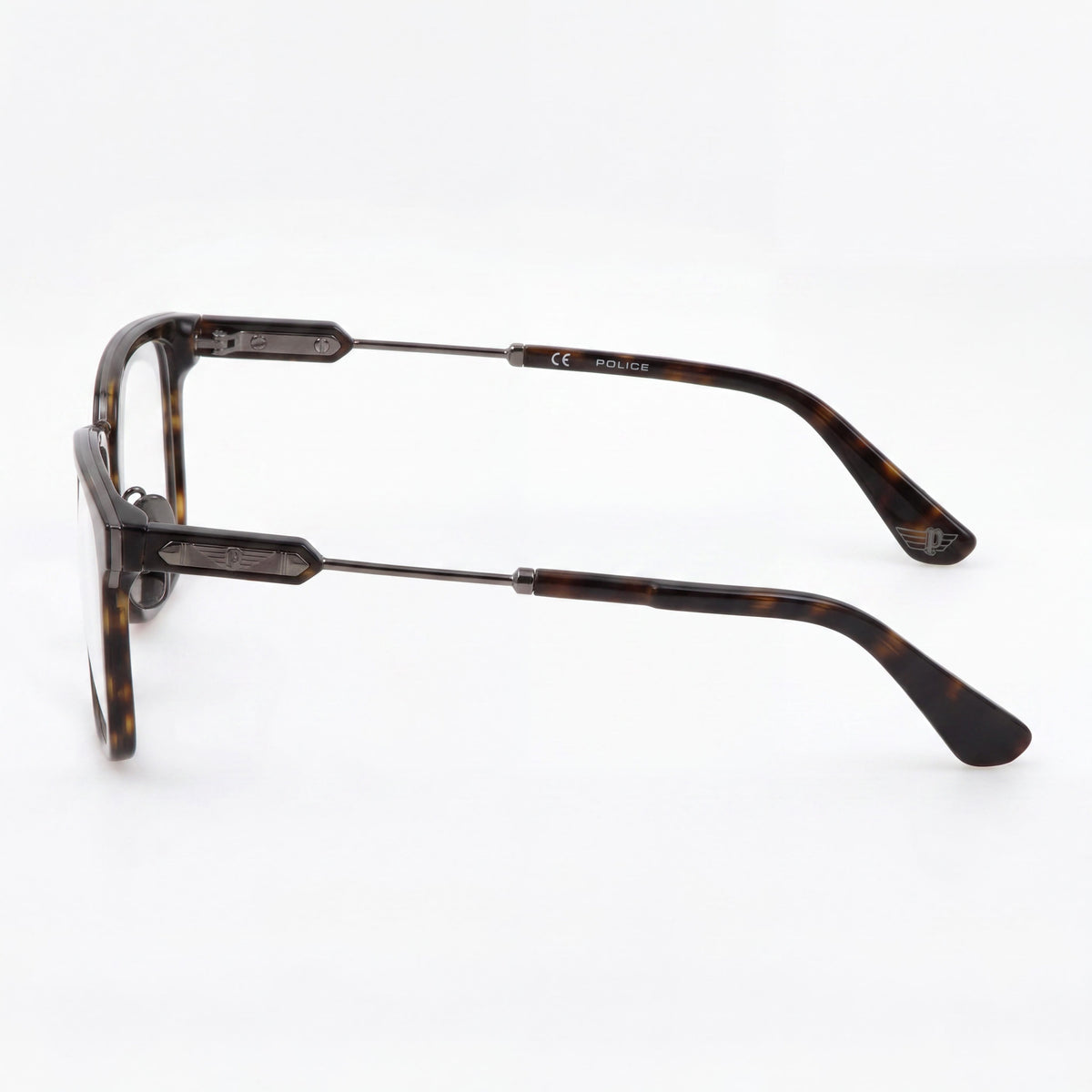 Police Total Shiny Ruthenium Rectangle Eyeglasses for Men, Metal 53mm, Photo 2