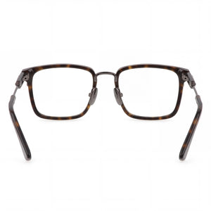 Police Rectangle Eyeglasses Men — side view, Havana Metal temples