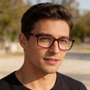 Police Rectangle Eyeglasses for Men — interior view, Plastic demo lenses
