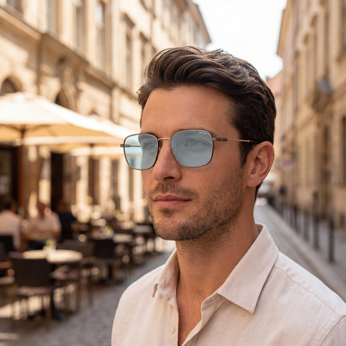 Gafas graduadas rectangulares Police para hombre, color oro rosa brillante, 57 mm, Photo 6