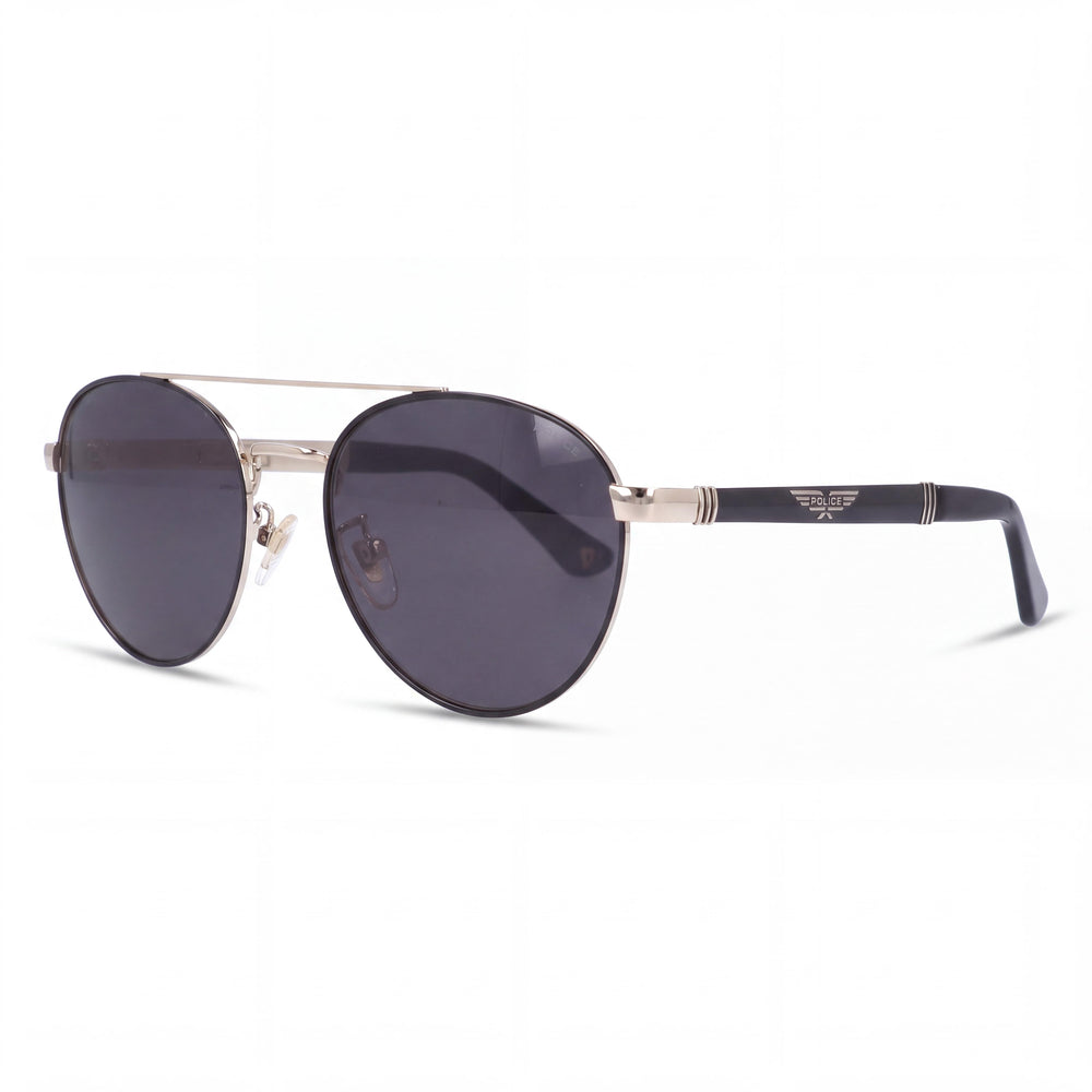 Police SPL-891 Black on Gold Aviator Sunglasses for Unisex, Grey lens